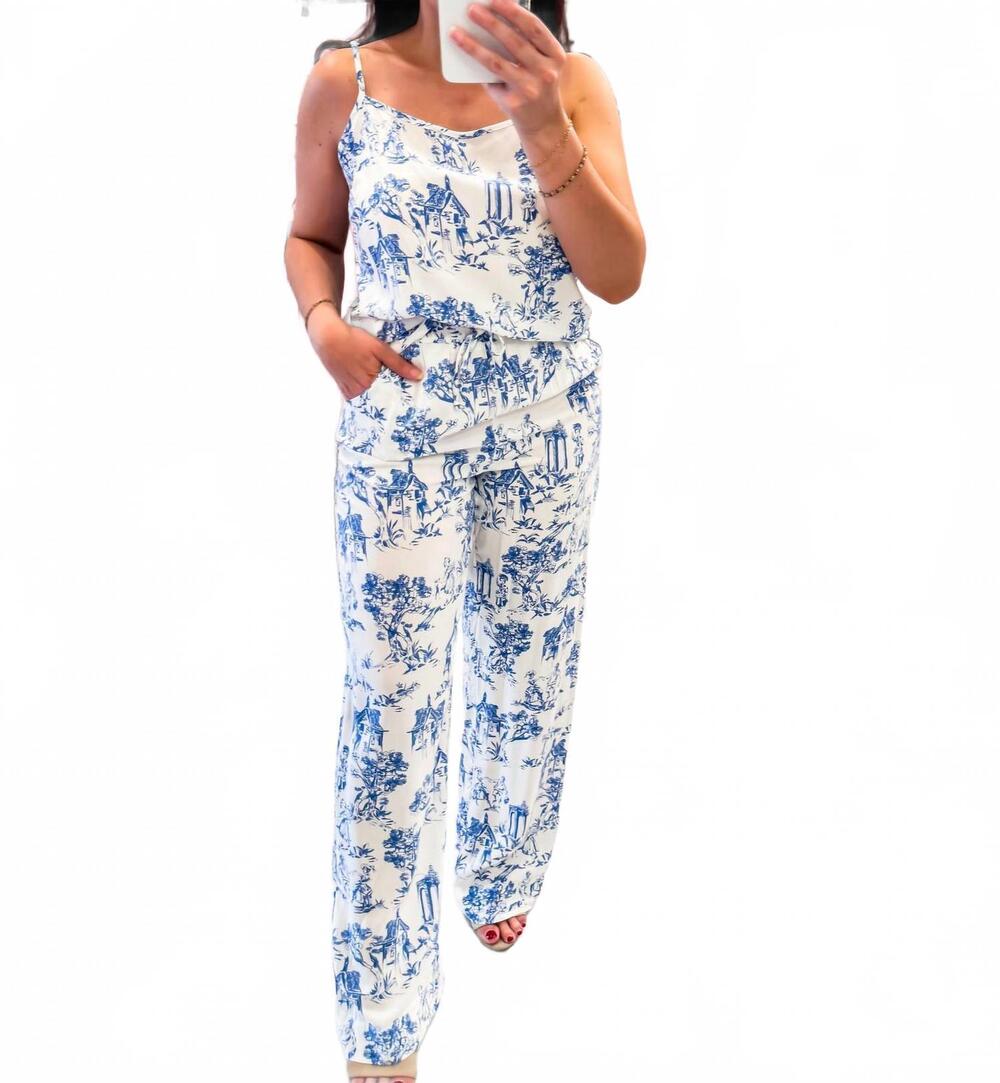 NEW VELVET HEART french countryside printed pants in blue